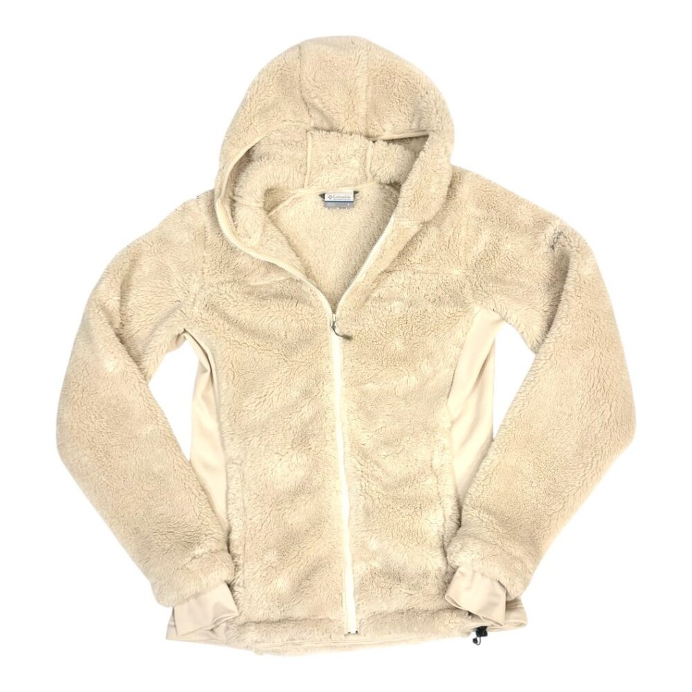 Columbia Sherpa Full Zip Hooded Jacket! CREAM, Size Small, EUC!